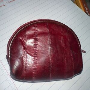 Lee Sands genuine Eel skin zip coin purse•VINTAGE•EUC